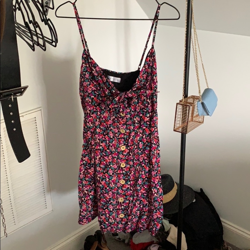 Floral mini cut out dress